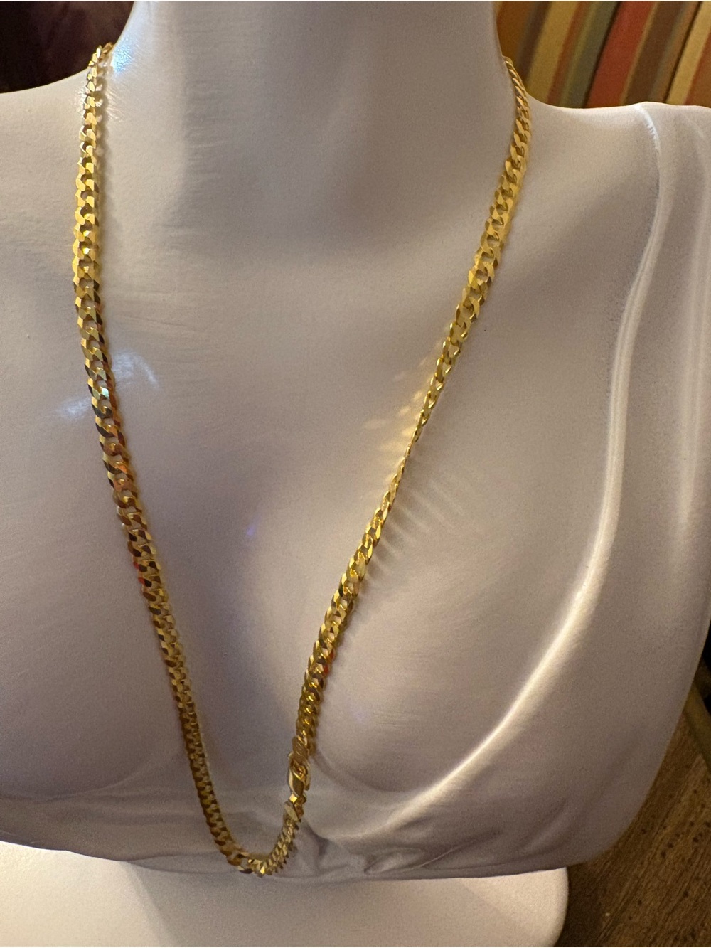 925 Sterling Silver Italy Gold Tone Curb Chain 18” 4mm 8.5g